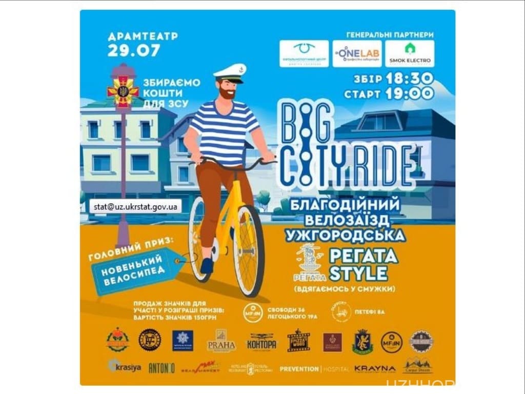Сьогодні в Ужгороді – благодійний велозаїзд Big City Ride