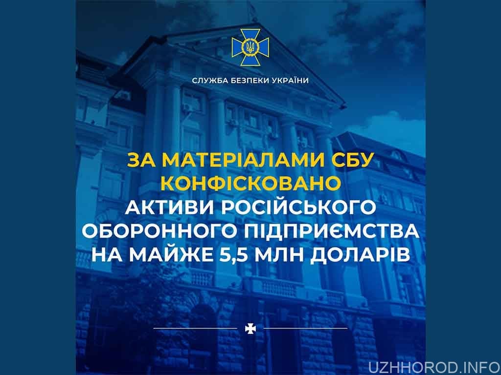 За матеріалами СБУ конфісковано активи російського оборонного підприємства на майже 5,5 млн доларів