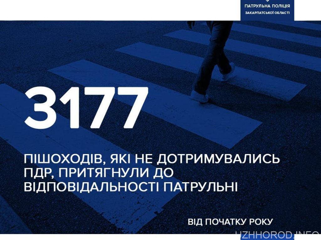 Від початку року патрульні Закарпаття притягнули до відповідальності 3177 пішоходів Від початку року патрульні Закарпаття притягнули до відповідальності 3177 пішоходів
